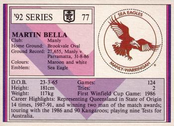 1992 Regina NSW Rugby League #77 Martin Bella Back